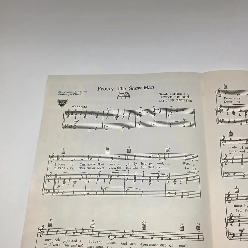 Vintage Frosty the Snow Man Sheet Music Steve Nelson Jack Rollins 1950